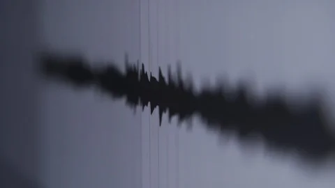 Audio track waveform playing in music production software at home studio Stock Footage 107992129