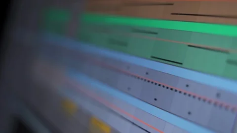 Audio track waveforms playing in music production software at home studio Stock Footage 107991880