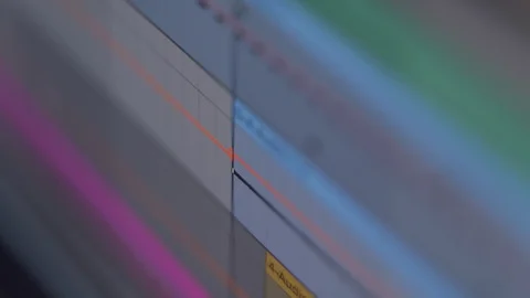 Audio track waveforms playing in music production software at home studio Stock Footage 107992670