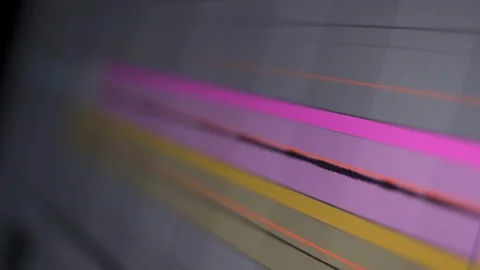 Audio track waveforms playing in music production software at home studio Stock Footage 107992929