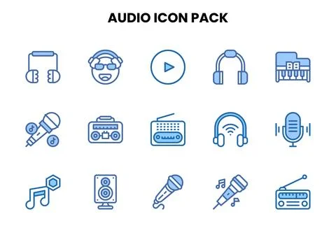 Audio Two Colour Collection Icons Pack Stock-Illustration