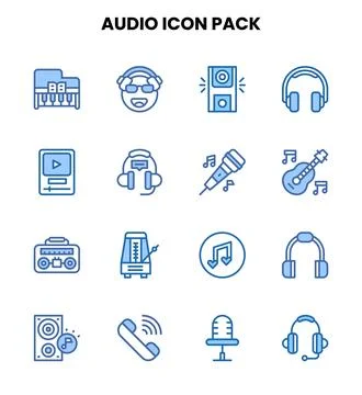 Audio Two Colour Design Icons Pack Stock Illustration