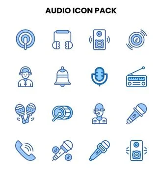 Audio Two Colour Graphics Icons Pack Stock Illustration