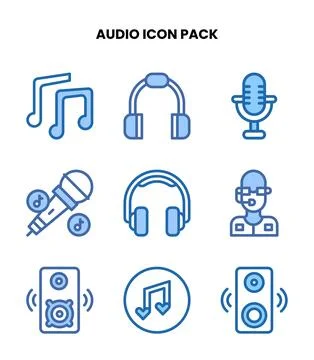 Audio Two Colour Icons Pack Stock Illustration