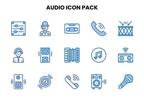Audio Two Colour Icons Pack Ilustração Stock