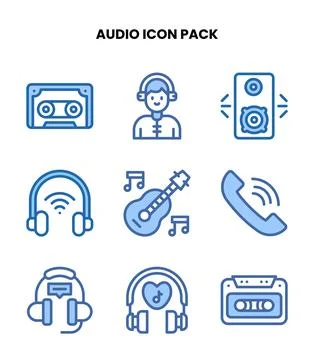 Audio Two Colour Icons Pack 库存插图