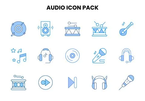 Audio Two Colour Icons Pack Stock Illustration