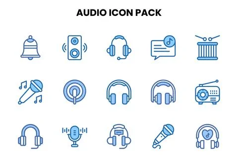 Audio Two Colour Scalable Icons Pack Stock Illustration