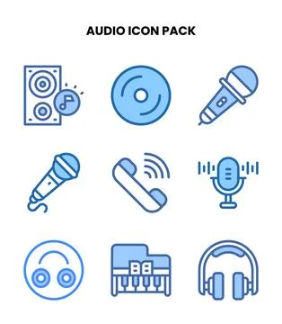 Audio Two Colour Scalable Icons Pack Stock Illustration