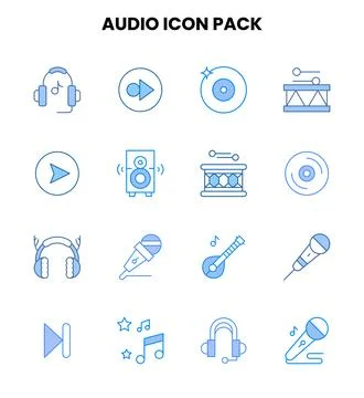 Audio Two Colour UI Icons Pack Stock-Illustration
