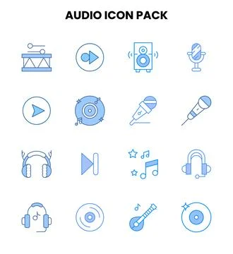 Audio Two Colour UI Icons Pack Stock Illustration