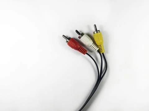 Audio video cable RCA jack on white background with a place for text Stock Photos