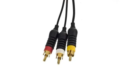 Audio Video Cables Isolated On White Stock Photos
