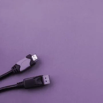 Audio video HDMI computer cable plug and 20-pin male DisplayPort gold plated  Stock Photos