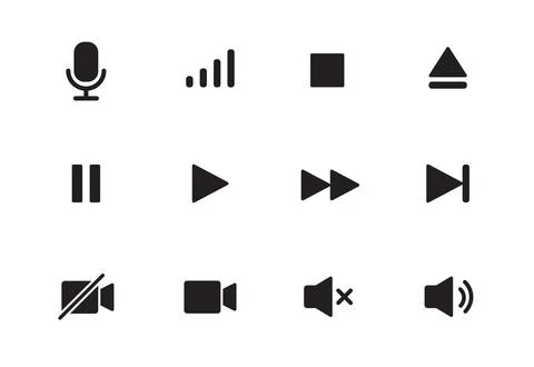 Audio, video, music player button icon. Sound control, play, pause button solid Illustrazione stock