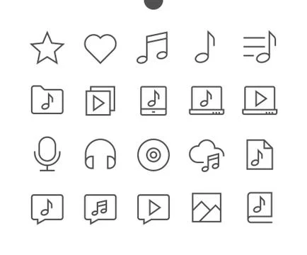 Audio Video Pixel Perfect Well-crafted Vector Thin Line Icons 48x48 Ready for Stock Illustration