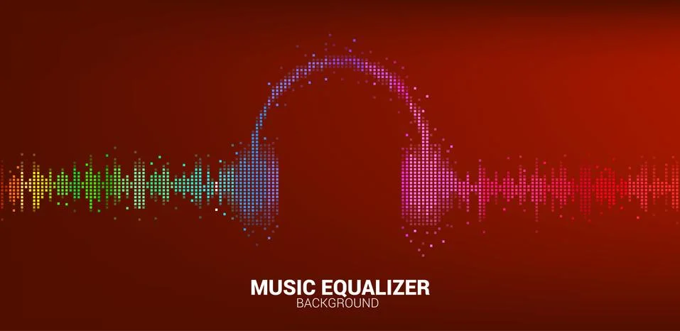 Audio visual headphone icon with pixel wave graphic style Stock Illustration
