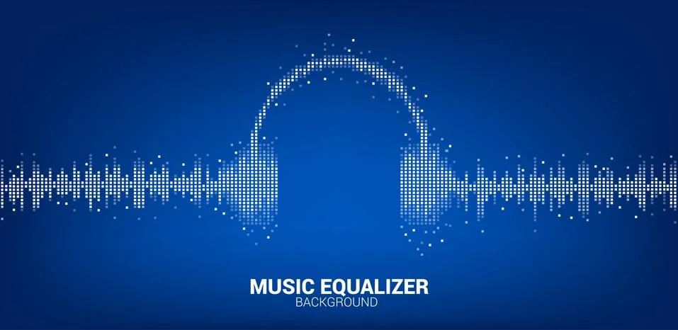 Audio visual headphone icon with pixel wave graphic style Stock Illustration