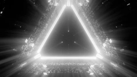 Audio visual loop 3D animation of black and white triangle for your video Stock Footage 124499849