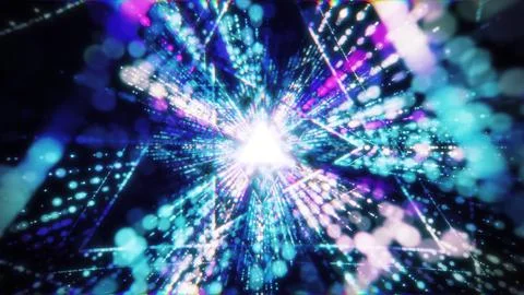 Audio visual triangle glowing VJ tunnel video for edm music animation. Abstract Stock Illustration