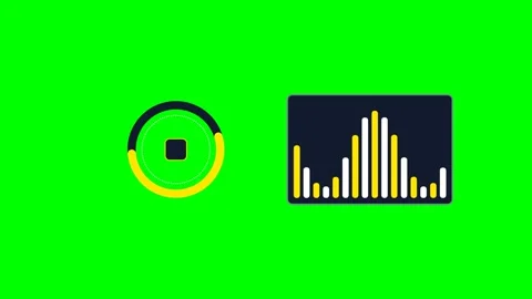 Audio visualization elements featuring a circular loader and bar graph Stock Footage 340903999