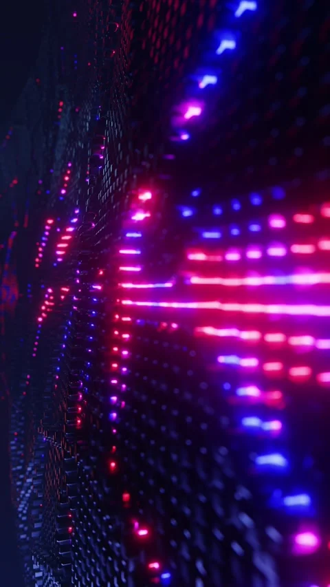 Audio visualization in the form of luminous waves. Vertical looped video Stock Footage 228025469