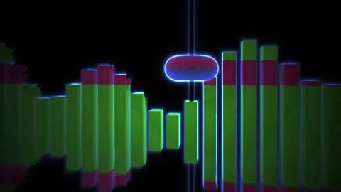 Audio Visualizer Glowing Green Equalizer Bars in Dynamic Motion on Black Ba.. Stock Footage 343691067
