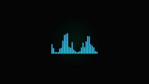 Audio visualizer graphic animation with glowing blue equalizer Stock Footage 345693173