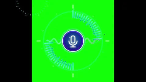 Audio visualizer with microphone icon on green screen Stock Footage 347367513