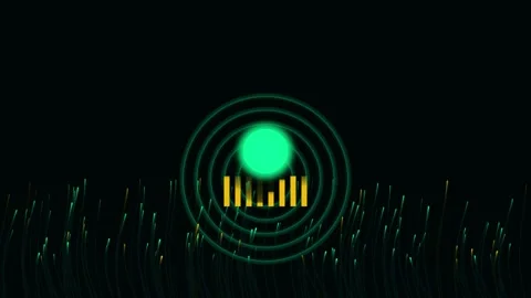 Audio visualizer motion graphics showing digital sound waves pulsing on dar.. Stock Footage 342322448