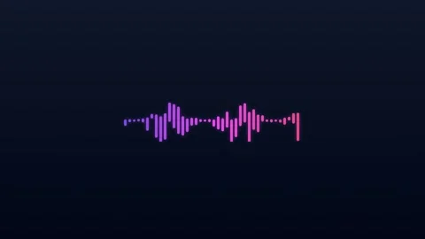 Audio visualizer waveform pulsing dynamically in neon purple Stock Footage 345693146