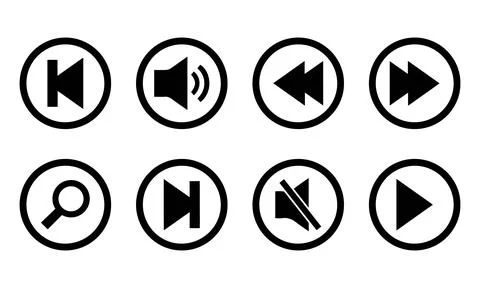 Audio Volume Search and Player Button Set Stockillustratie