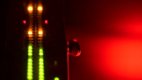 Audio VU Meter with Emergency Lights Flashing Stock Footage 167842975