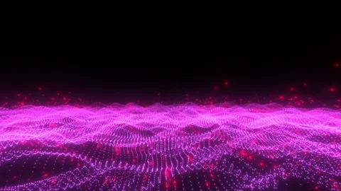 Audio wave field frame. Abstract neon light particles Stock Footage 268576272