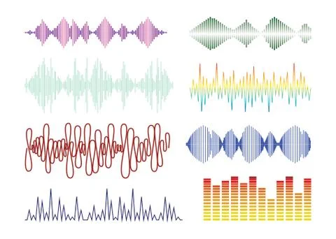 Audio Wave Graph Set Stock Illustration