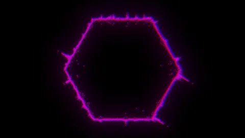 Audio wave hexagon frame. Abstract neon light particles Stock Footage 268576361