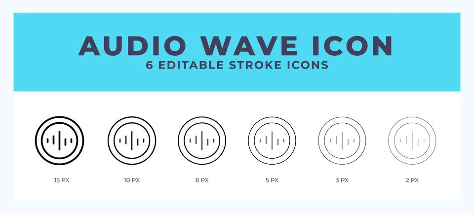 Audio wave icon in thin line. Bold line. Regular line. Editable stroke. 스톡 일러스트