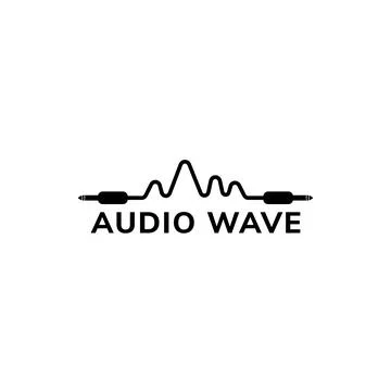 Audio Wave Logo Design Template, Cable Jack Logo Concept, Black and White 스톡 일러스트
