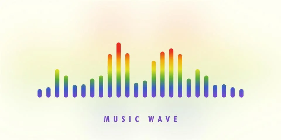 Audio wave. Multicolored rainbow icon sound song. EQ. Podcast wave. Symbols.. Stock Illustration