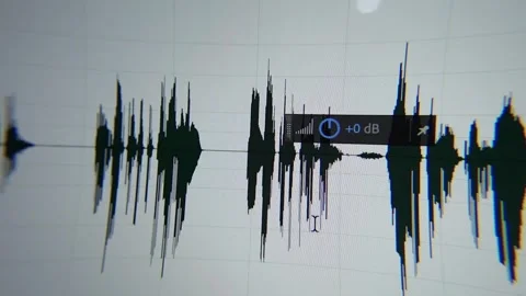 Audio wave post production correction process closeup. Stock Footage 315366647