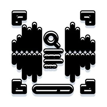 Audio wave searching for sound analysis icon Illustrazione stock