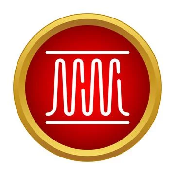 Audio wave signal oscillating in red button icon Illustrazione stock