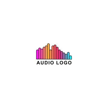 Audio Wave Spectrum Visual Logo, Rounded Spectrum Bar Design Vector,Audio L.. Stock Illustration
