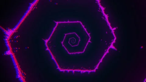 Audio wave spiral frame. Abstract neon light Stock Footage 268576201