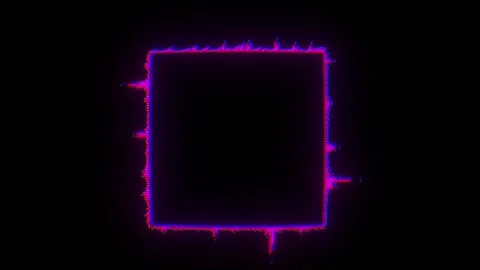 Audio wave square frame. Abstract neon light particles audio waveform Stock Footage 268576387