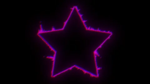 Audio wave star frame. Abstract neon light particles audio waveform Stock Footage 268576413