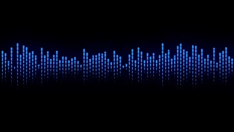 Audio Waveform Animation Blue Sound Wave Equalizer Bars on Dark Background Stock Footage 334164186