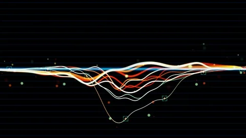 Audio waveform animation spectrum sound equalizer 3D rendering animation curved Stock Footage 117700575