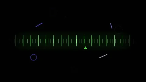 Audio waveform bars animating on black canvas, showcasing neon blue circles, Stock Footage 309145042