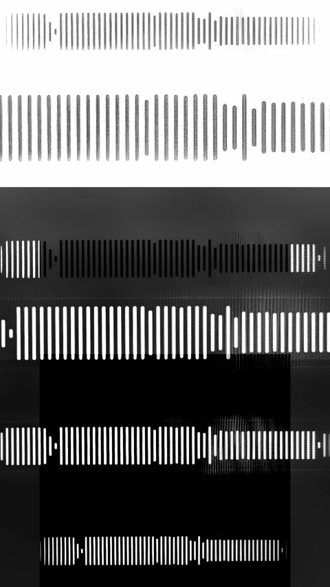 Audio waveform with digital glitch effects pulsing across a dark sound wave.. Stock Footage 345527973